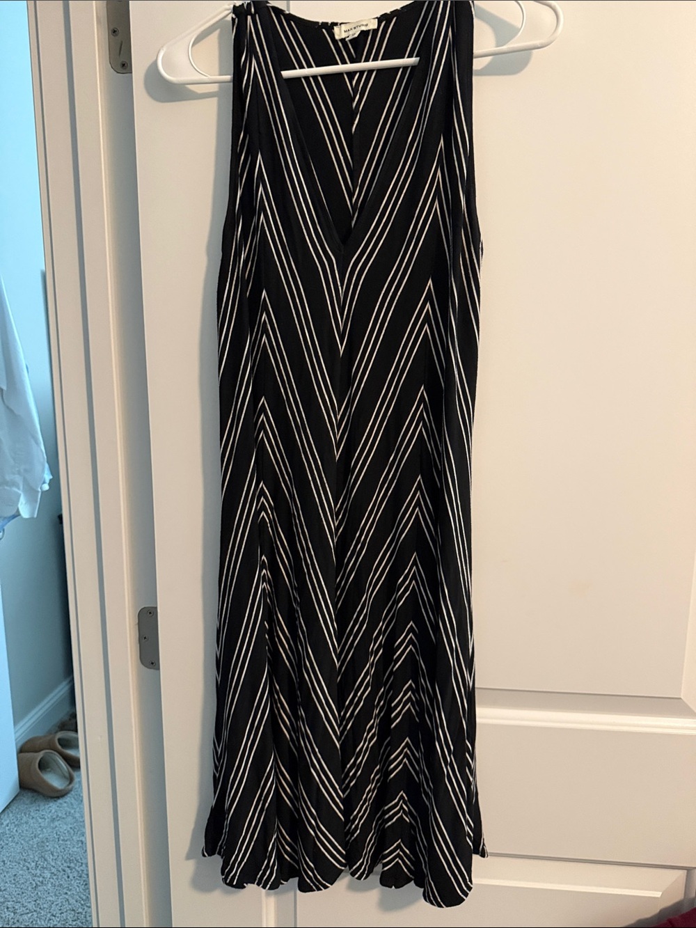 Max Studio Black Maxi Dress with White Chevron Stripes-size XL